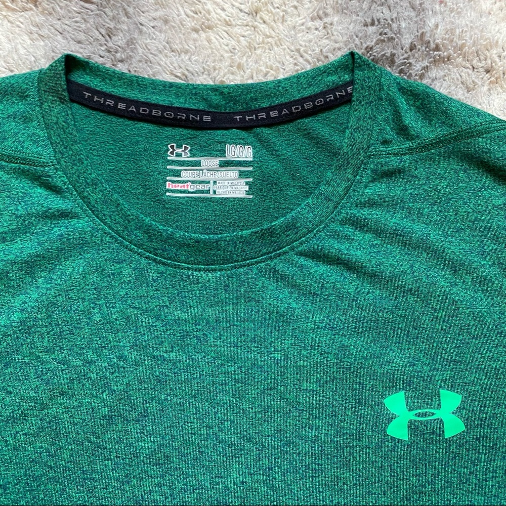 Under Armour Tee Mens Large Green Loose Fit - Picture 5 of 5